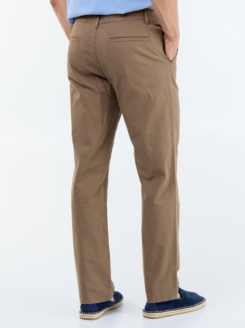 Effen chino met standaard taille Bruin - Kiabi