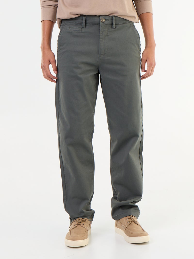 Effen chino met standaard taille Groen - Kiabi