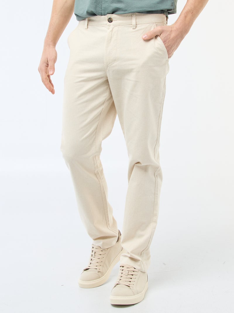 Effen chino met standaard taille Wit - Kiabi