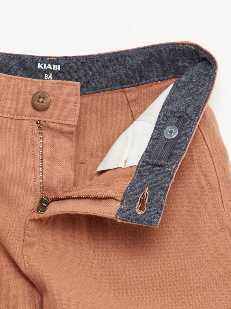 Effen chino short Bruin - Kiabi