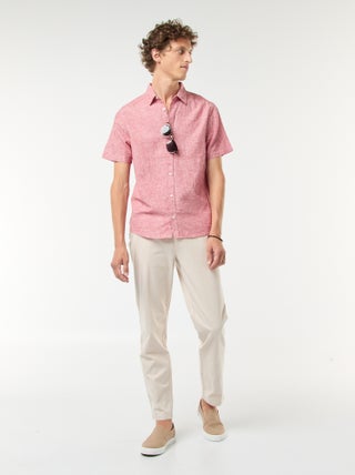 Effen chino van katoentwill met stretch