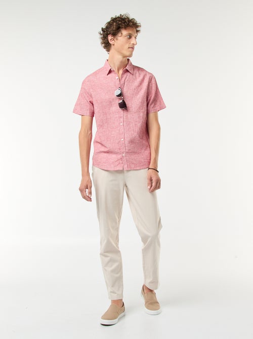 Effen chino van katoentwill met stretch - Kiabi