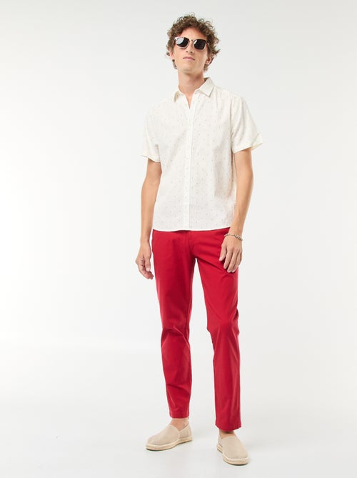 Effen chino van katoentwill met stretch - Kiabi