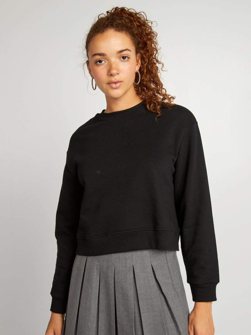 Effen cropped sweater zwart - Kiabi