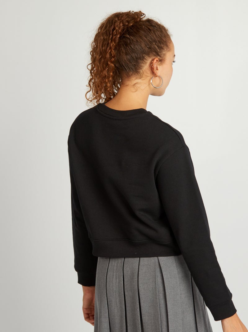 Effen cropped sweater zwart - Kiabi