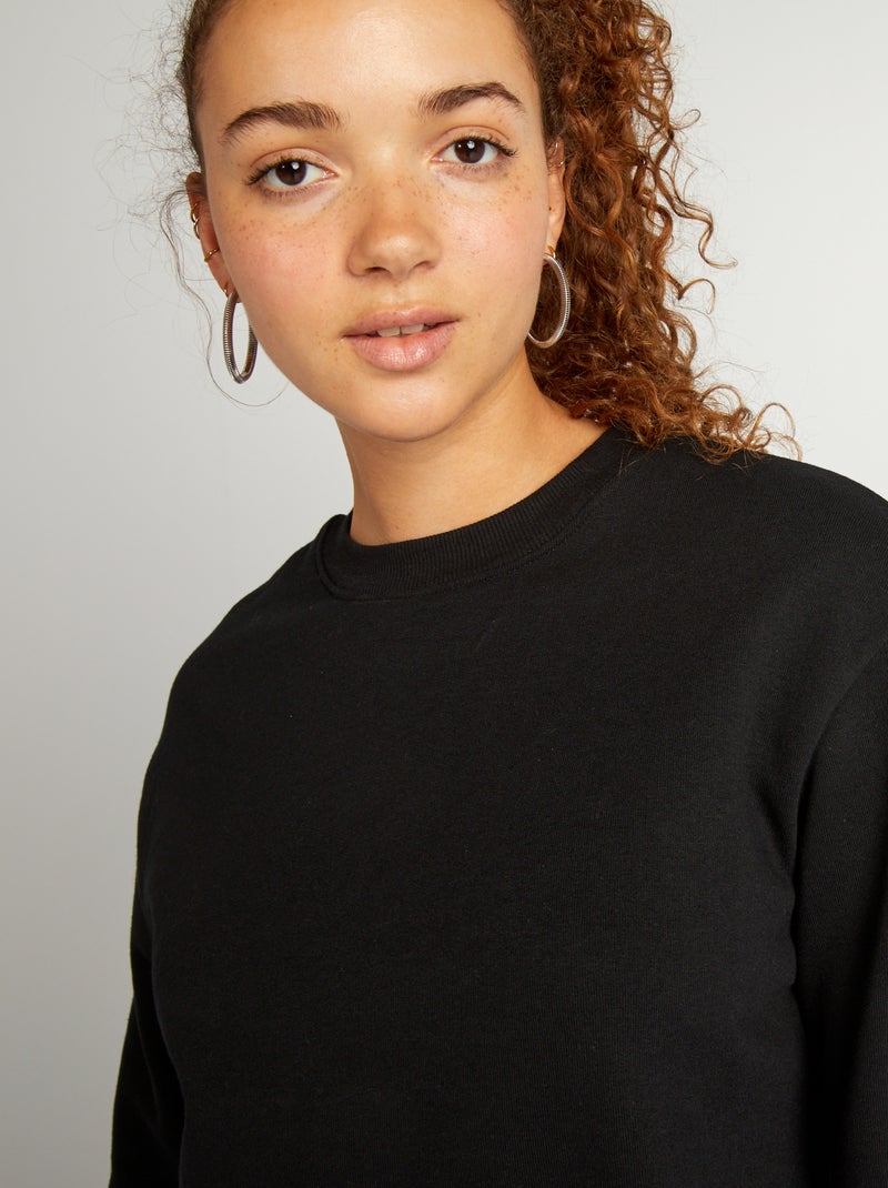 Effen cropped sweater zwart - Kiabi