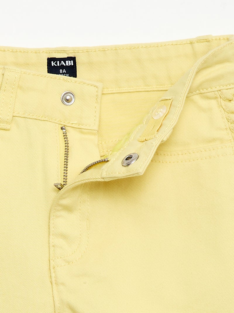 Effen denim bermuda met 5 zakken Geel - Kiabi
