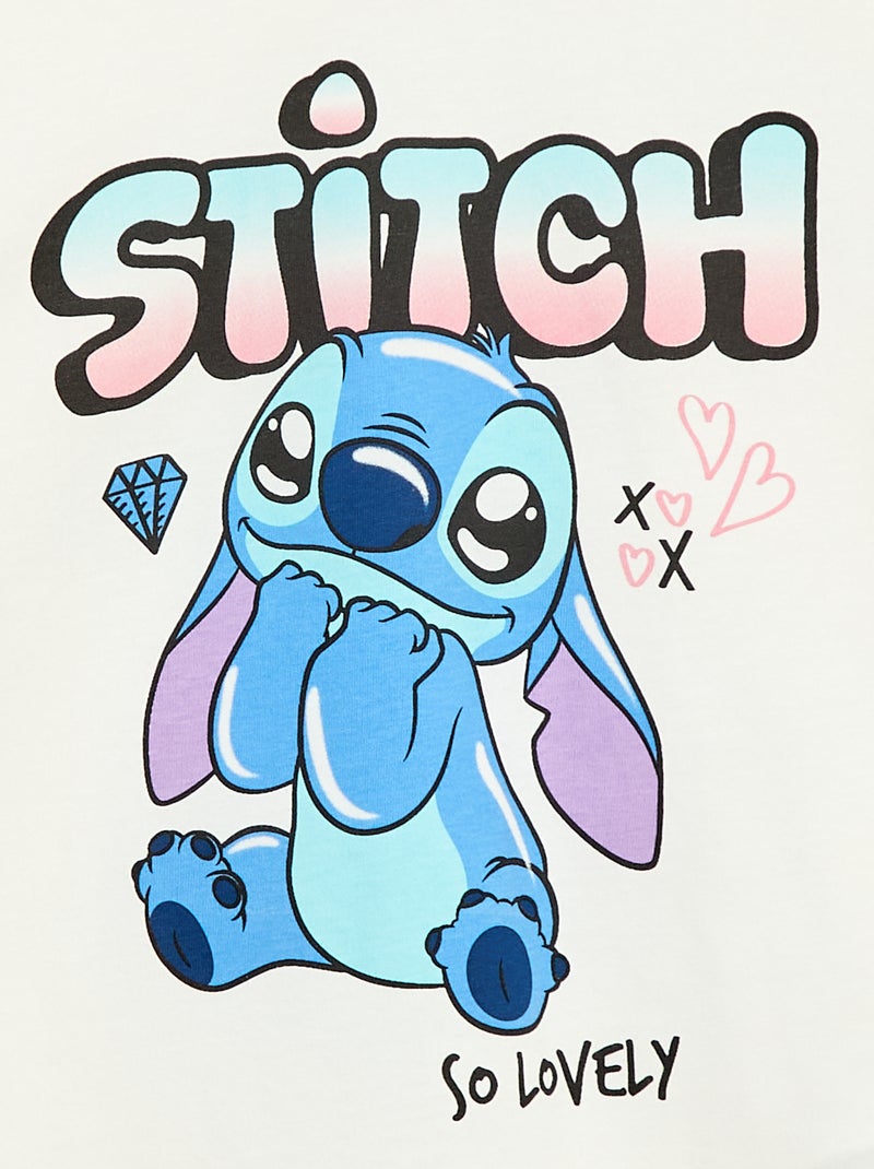 Effen 'Disney' 'Stitch' T-shirt van katoen Wit - Kiabi