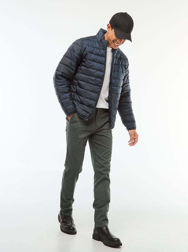 Effen donsjack van dunne stof Blauw - Kiabi