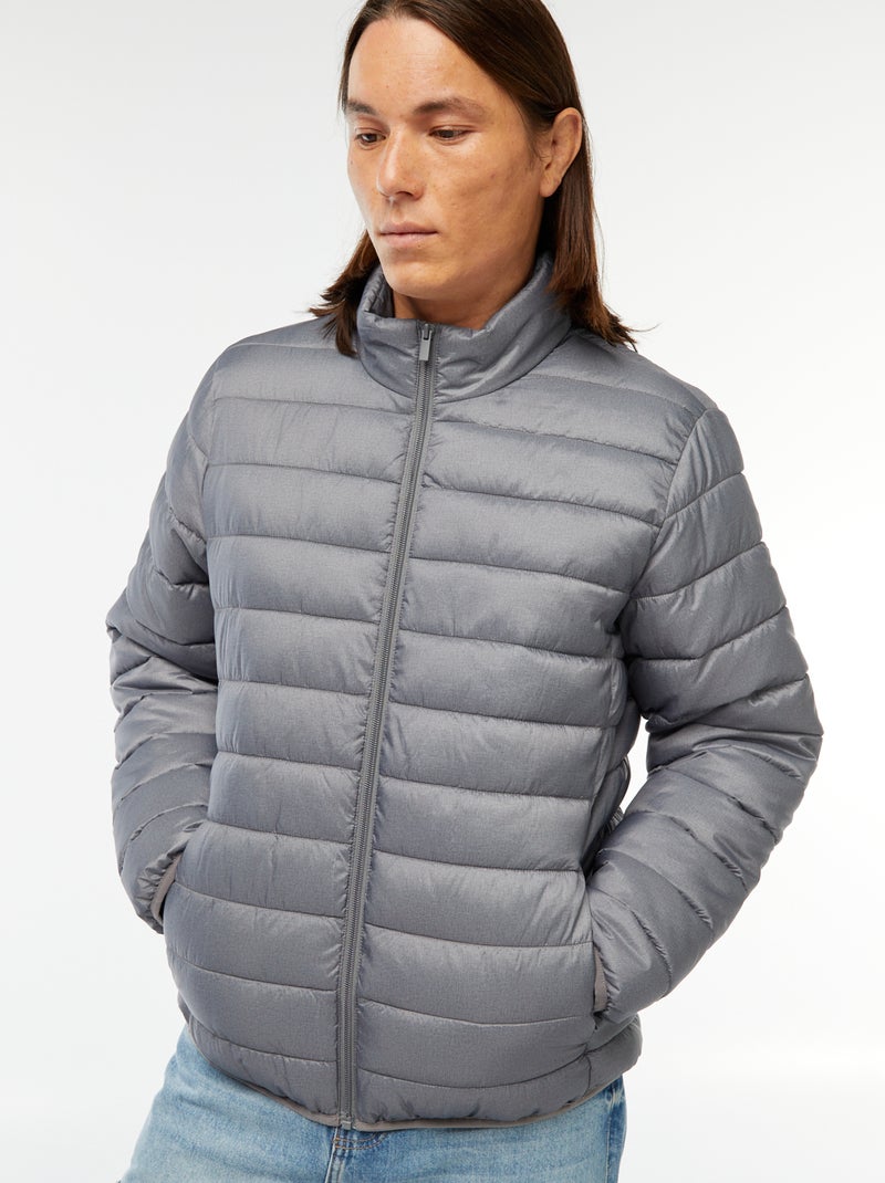 Effen donsjack van dunne stof Grijs - Kiabi