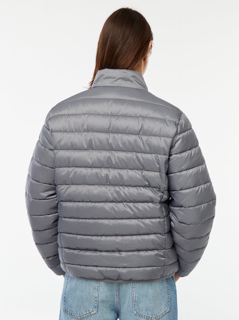 Effen donsjack van dunne stof Grijs - Kiabi