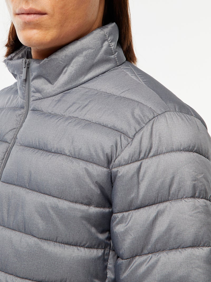 Effen donsjack van dunne stof Grijs - Kiabi