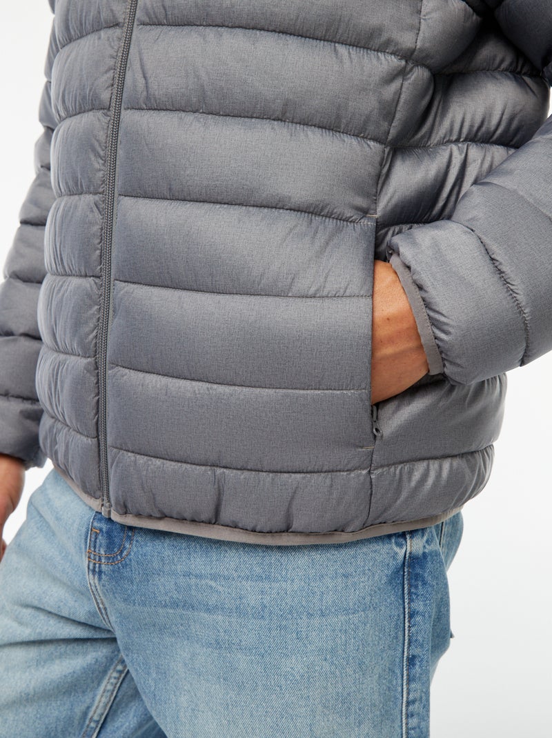 Effen donsjack van dunne stof Grijs - Kiabi