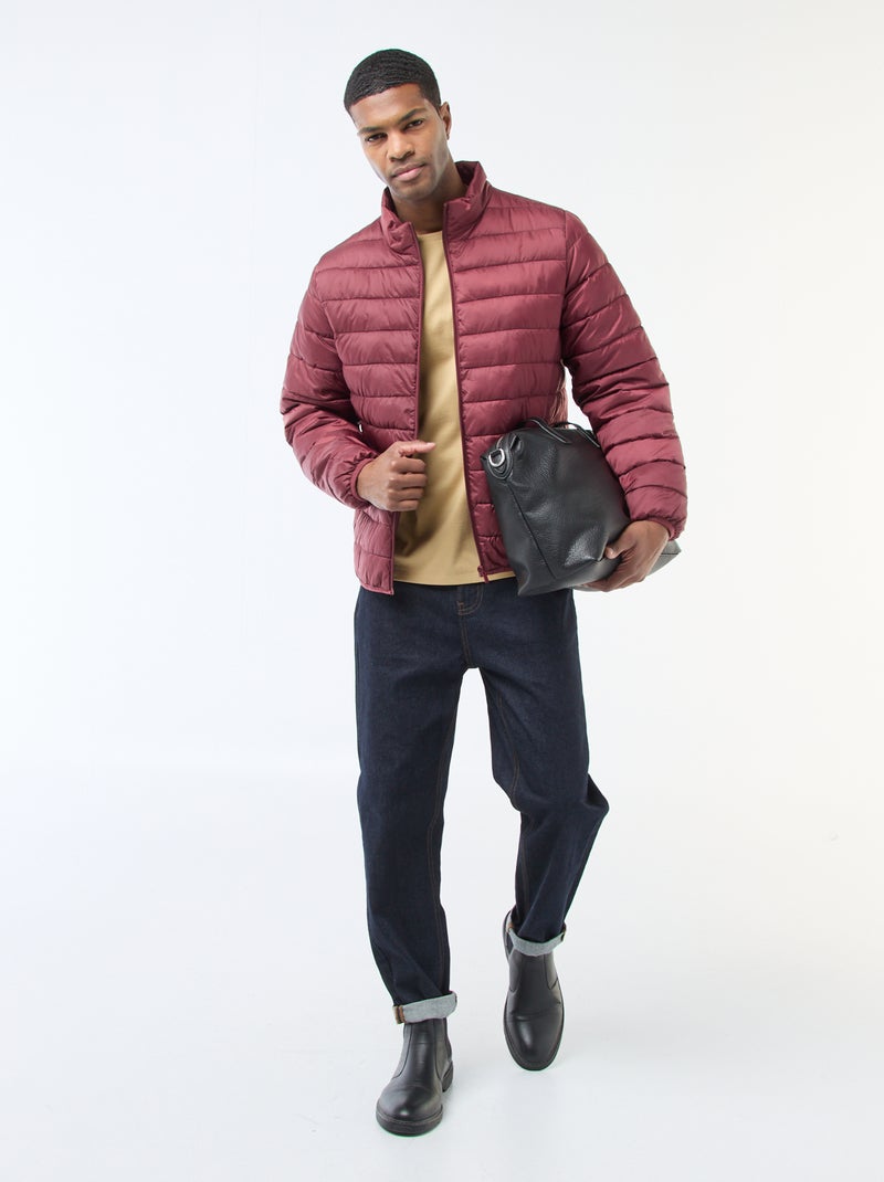 Effen donsjack van dunne stof Rood - Kiabi