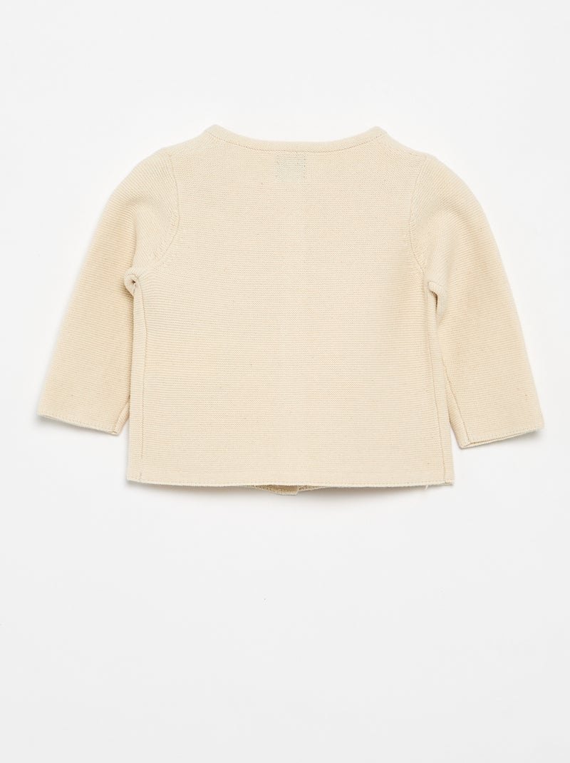 Effen fijngebreid vest Wit - Kiabi