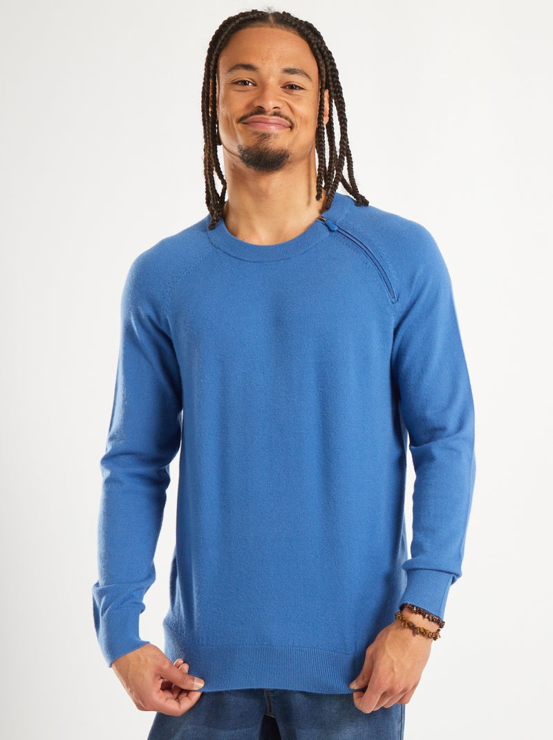 Effen fijngebreide trui - So Easy BLAUW - Kiabi
