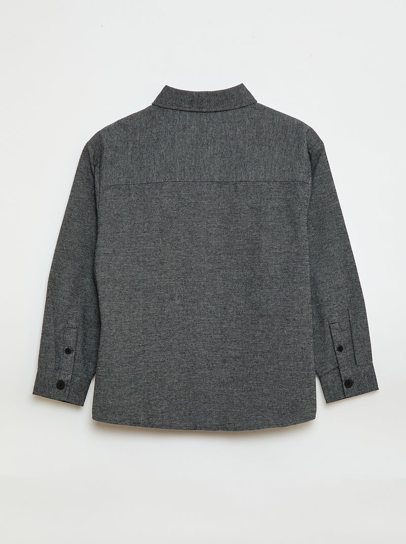 Effen flanellen overhemd Grijs - Kiabi