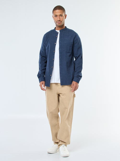 Effen, flanellen overhemd met Maokraag - Kiabi