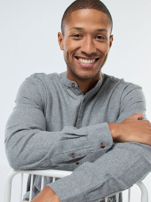 Effen, flanellen overhemd met Maokraag - Kiabi