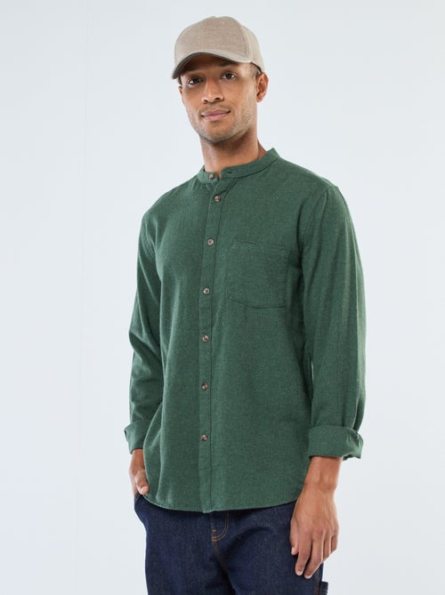 Effen, flanellen overhemd met Maokraag - Kiabi