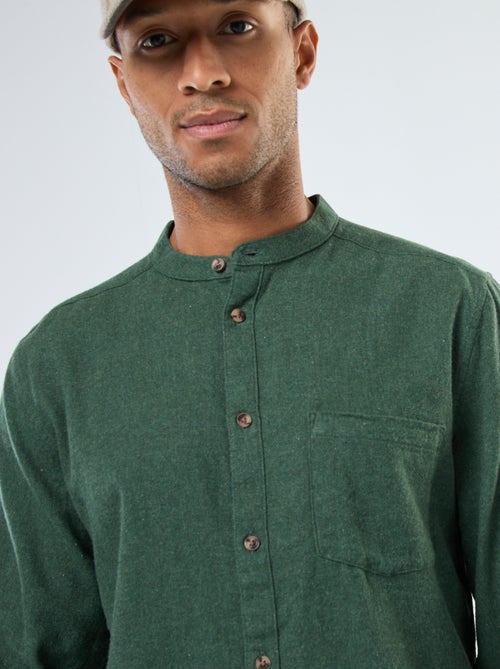 Effen, flanellen overhemd met Maokraag - Kiabi