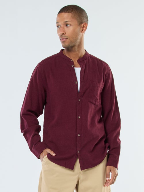 Effen, flanellen overhemd met Maokraag - Kiabi
