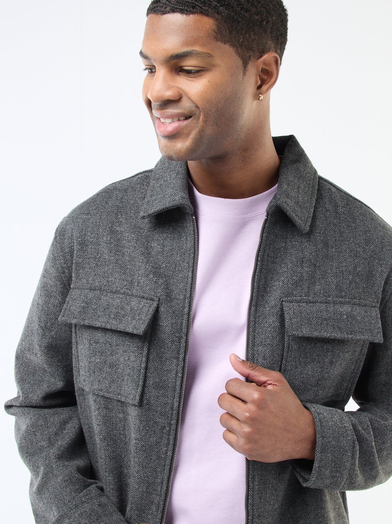 Effen, flanellen overshirt Grijs - Kiabi