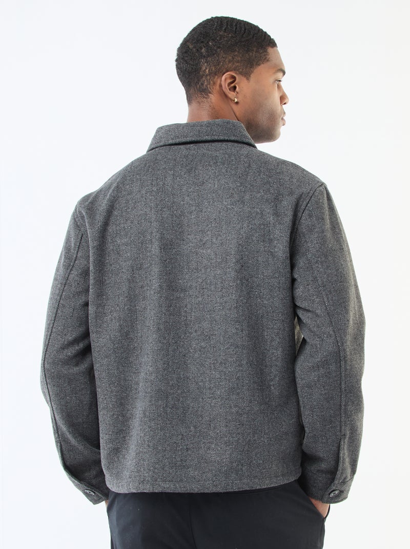 Effen, flanellen overshirt Grijs - Kiabi