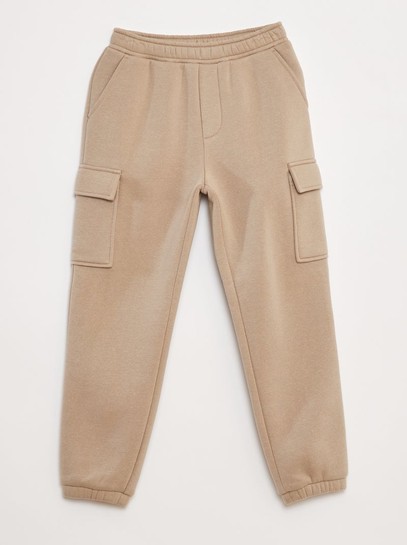 Effen fleece joggingbroek met zakken Biege - Kiabi