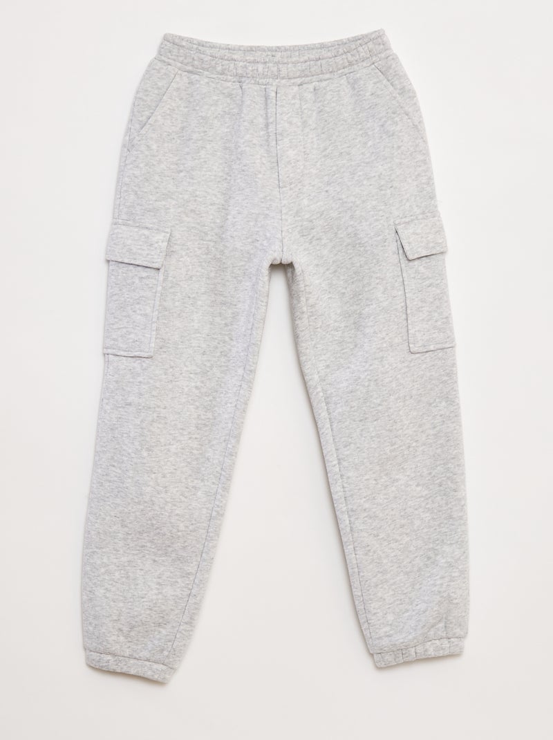 Effen fleece joggingbroek met zakken Grijs - Kiabi