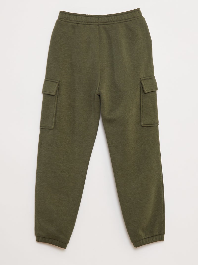 Effen fleece joggingbroek met zakken Groen - Kiabi