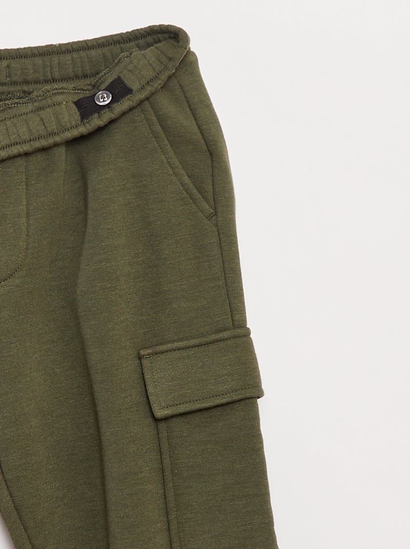 Effen fleece joggingbroek met zakken Groen - Kiabi