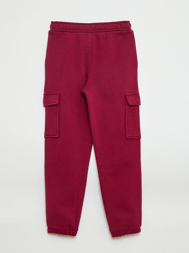 Effen fleece joggingbroek met zakken Rood - Kiabi