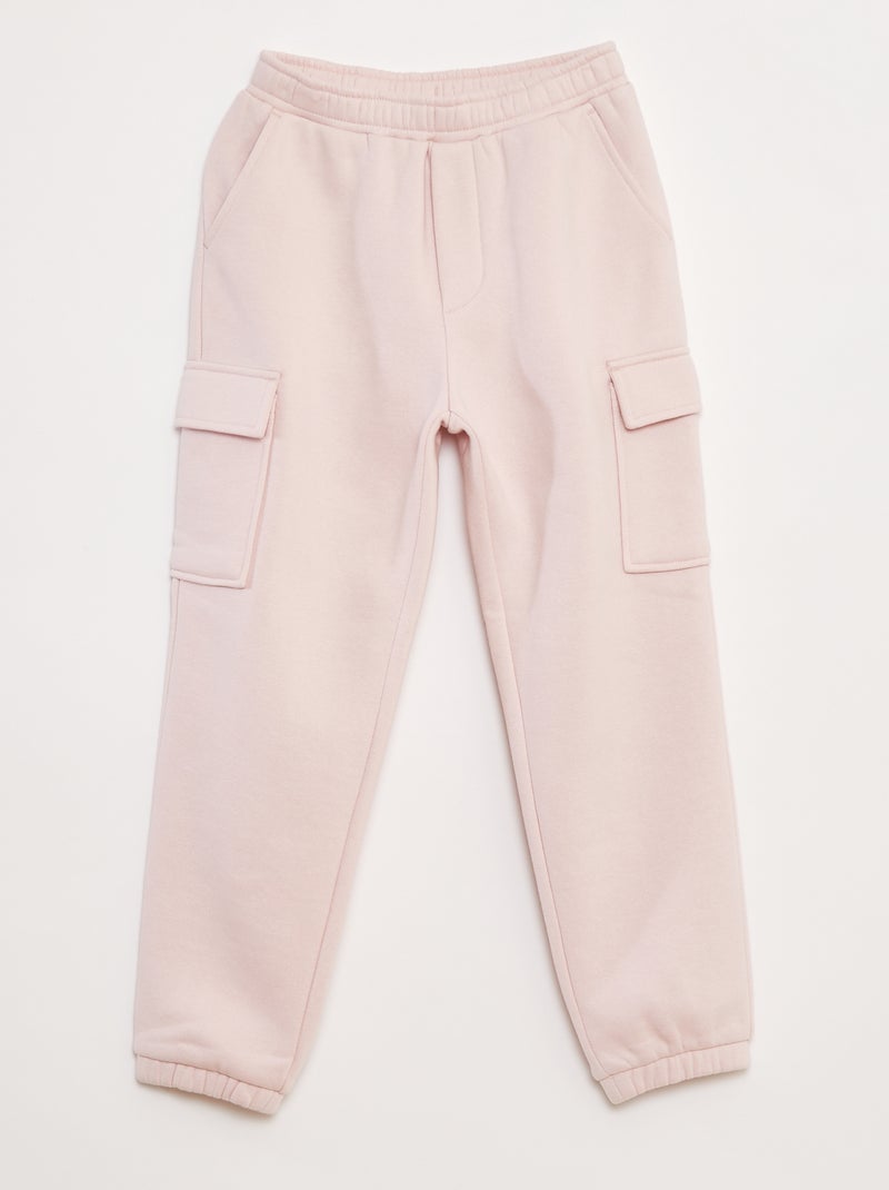 Effen fleece joggingbroek met zakken Rose - Kiabi