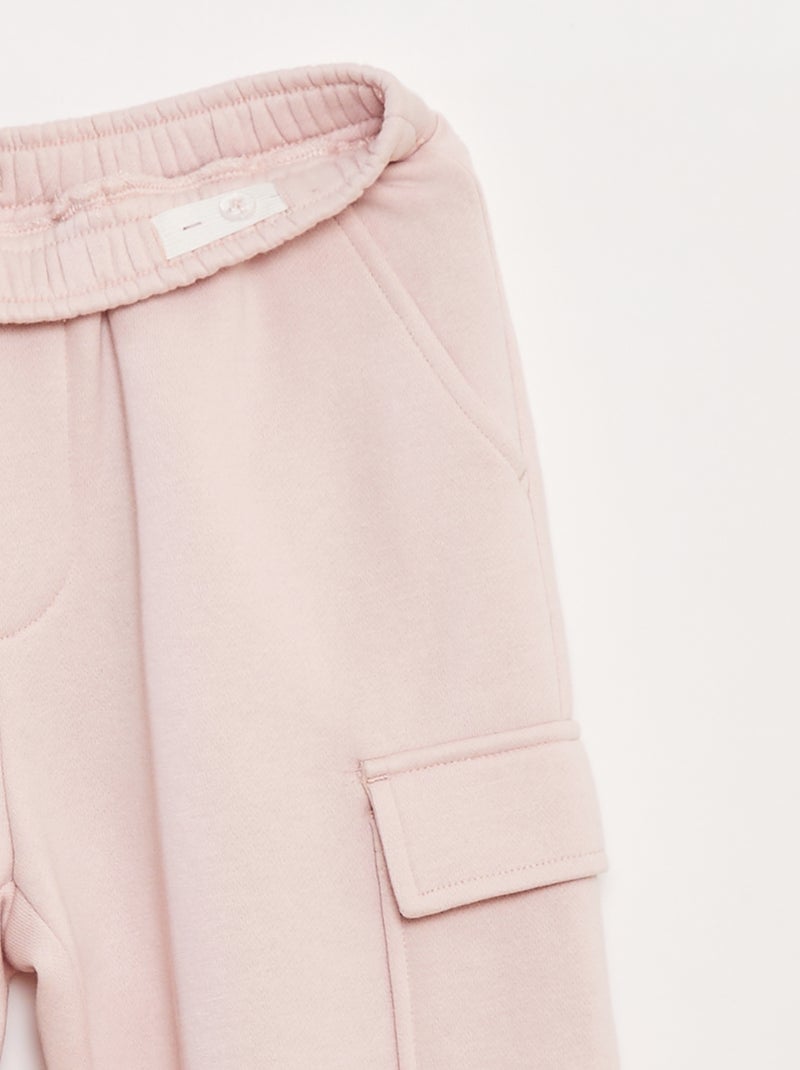 Effen fleece joggingbroek met zakken Rose - Kiabi