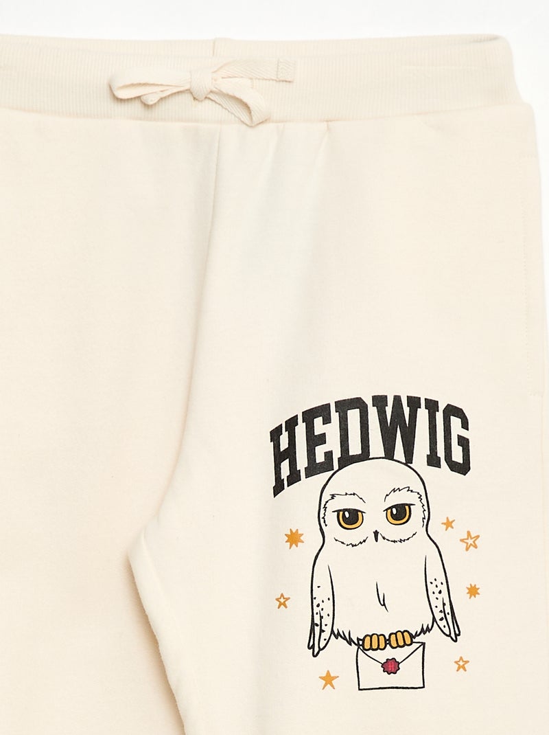 Effen fleecebroek met print 'Harry Potter' Wit - Kiabi