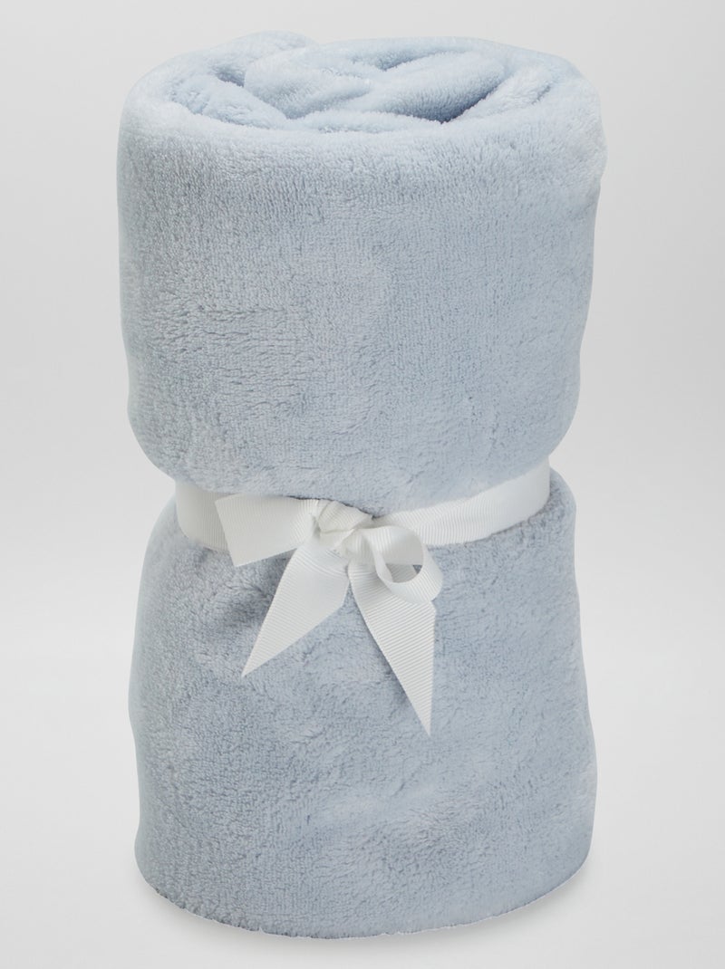 Effen fleecedeken BLAUW - Kiabi