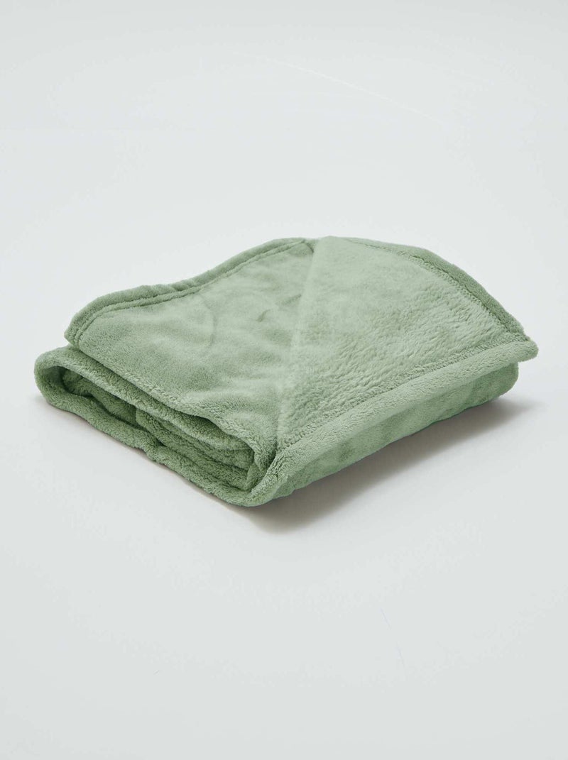 Effen fleecedeken GROEN - Kiabi