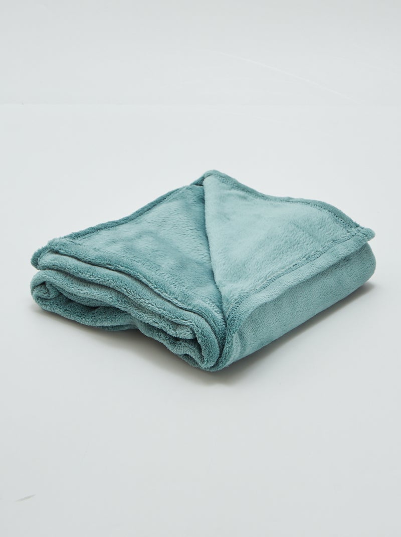Effen fleecedeken GROEN - Kiabi