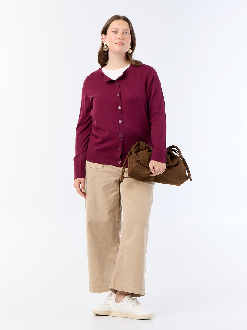 Effen gebreid vest Bordeaux - Kiabi