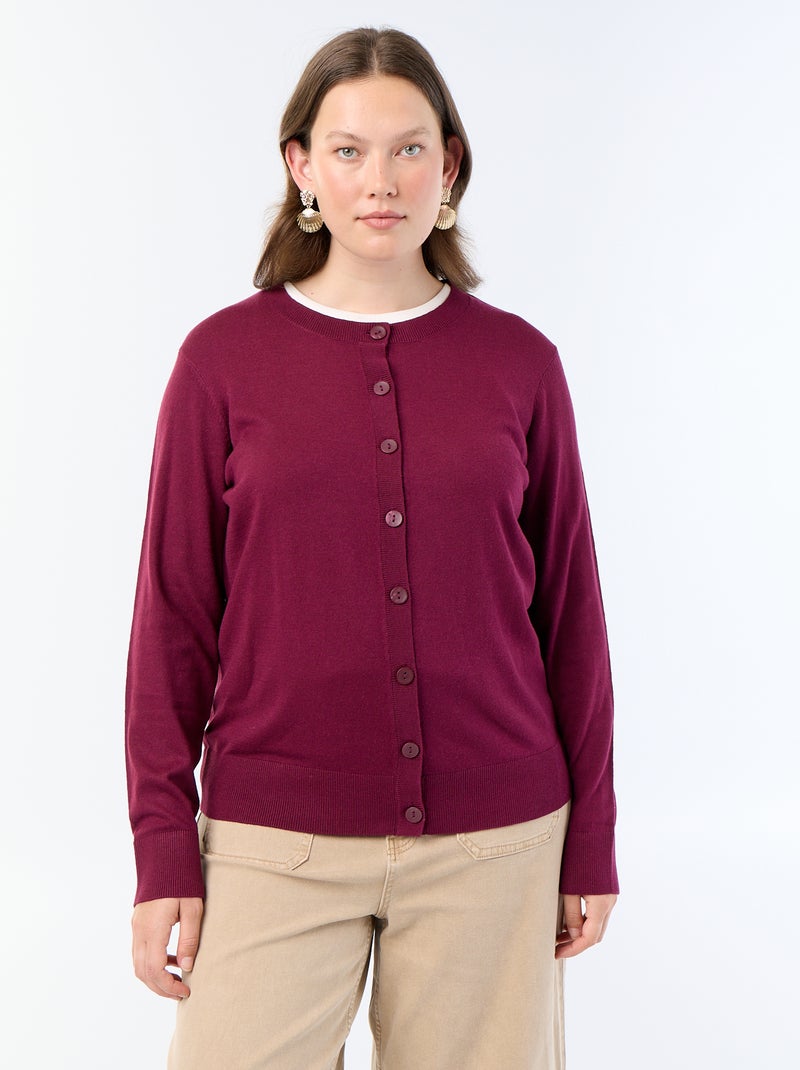 Effen gebreid vest Bordeaux - Kiabi
