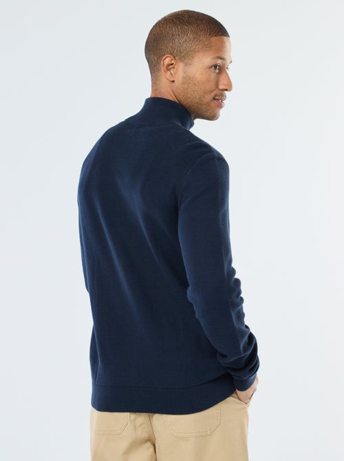 Effen, gebreid vest met 2 zakken en opstaande kraag - Kiabi