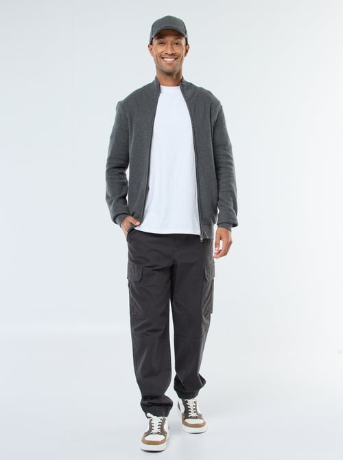 Effen, gebreid vest met 2 zakken en opstaande kraag - Kiabi