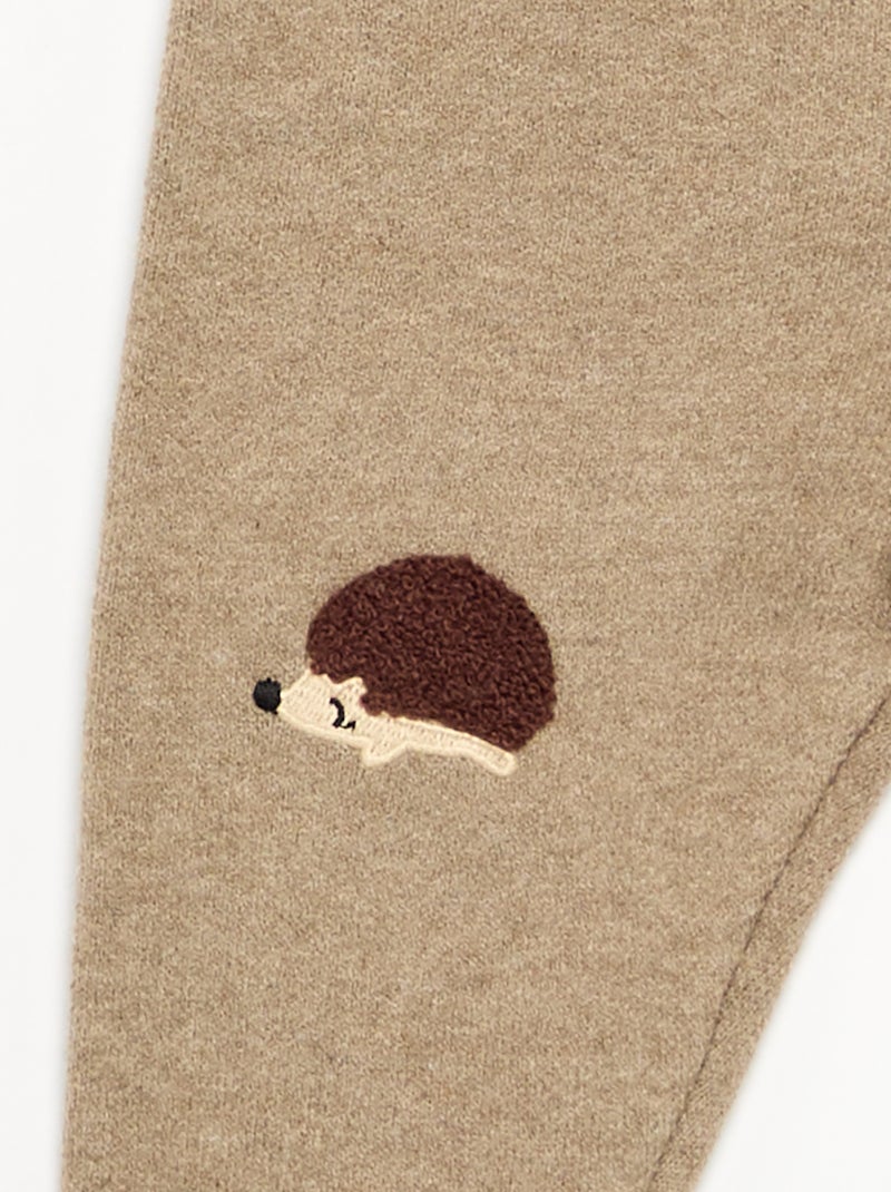 Effen gebreide broek Biege - Kiabi