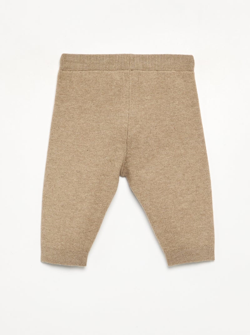 Effen gebreide broek Biege - Kiabi