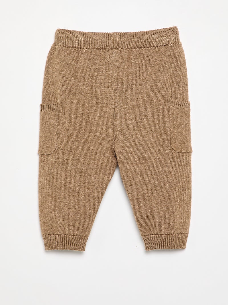 Effen gebreide broek Bruin - Kiabi