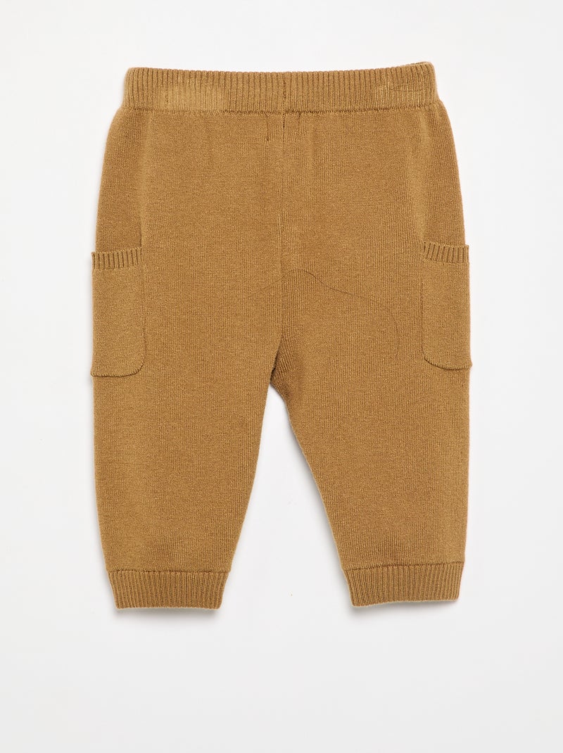 Effen gebreide broek Groen - Kiabi
