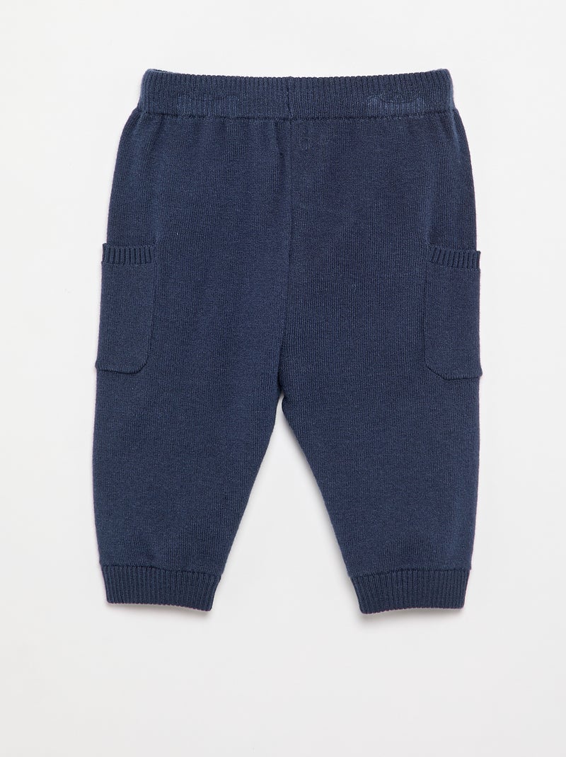 Effen gebreide broek Marineblauw - Kiabi
