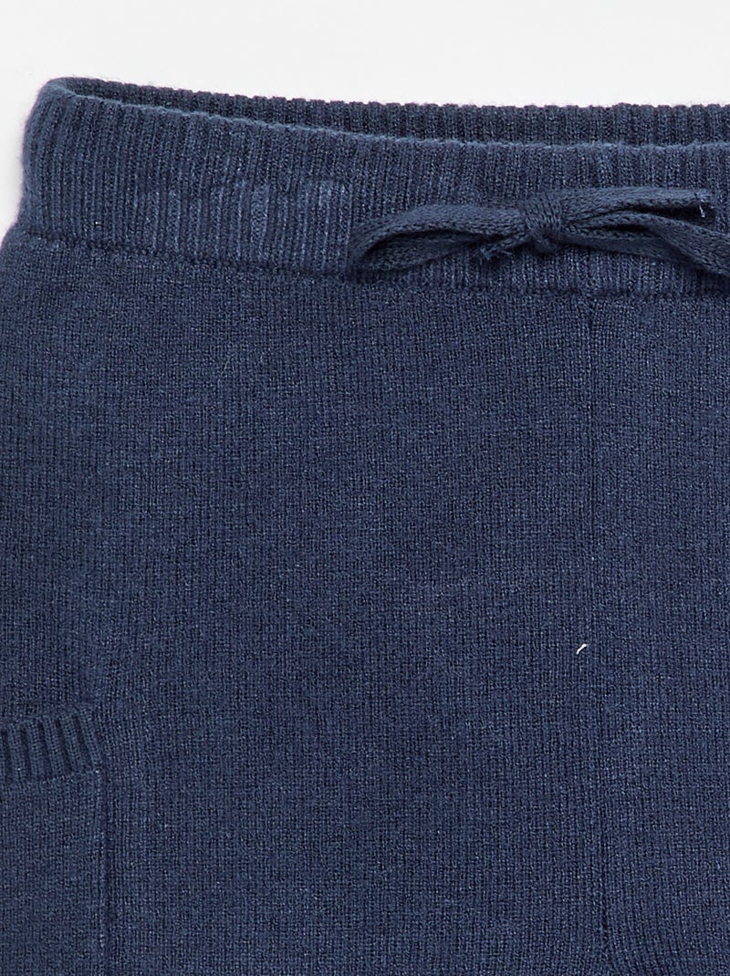Effen gebreide broek Marineblauw - Kiabi