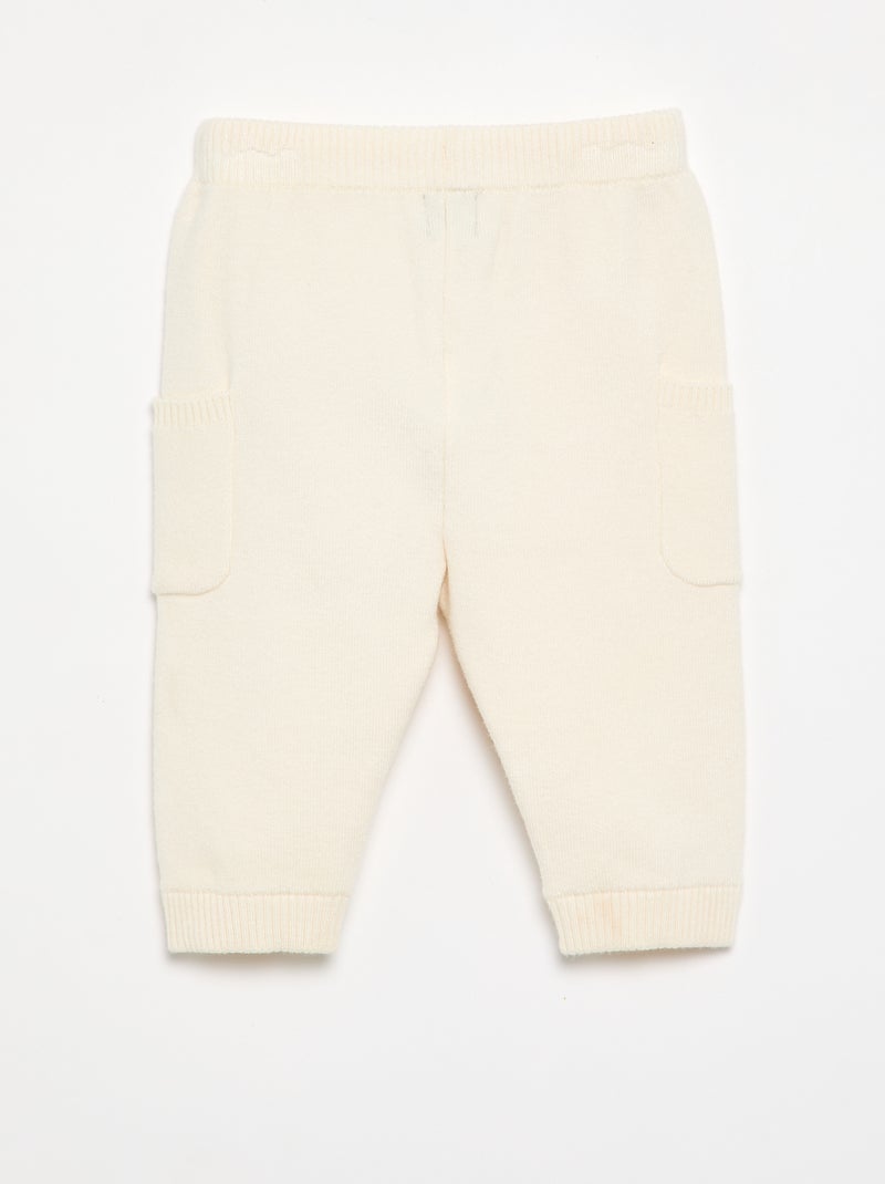 Effen gebreide broek Wit - Kiabi